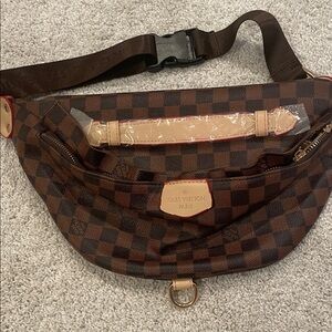 Brown Checkered Belt Bag